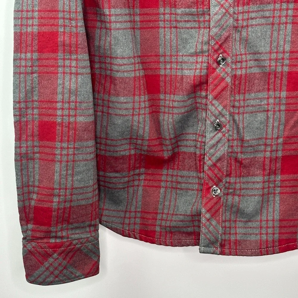 The North Face Mens Flannel Shirt M Red Gray Plaid Long Sleeve Button Up